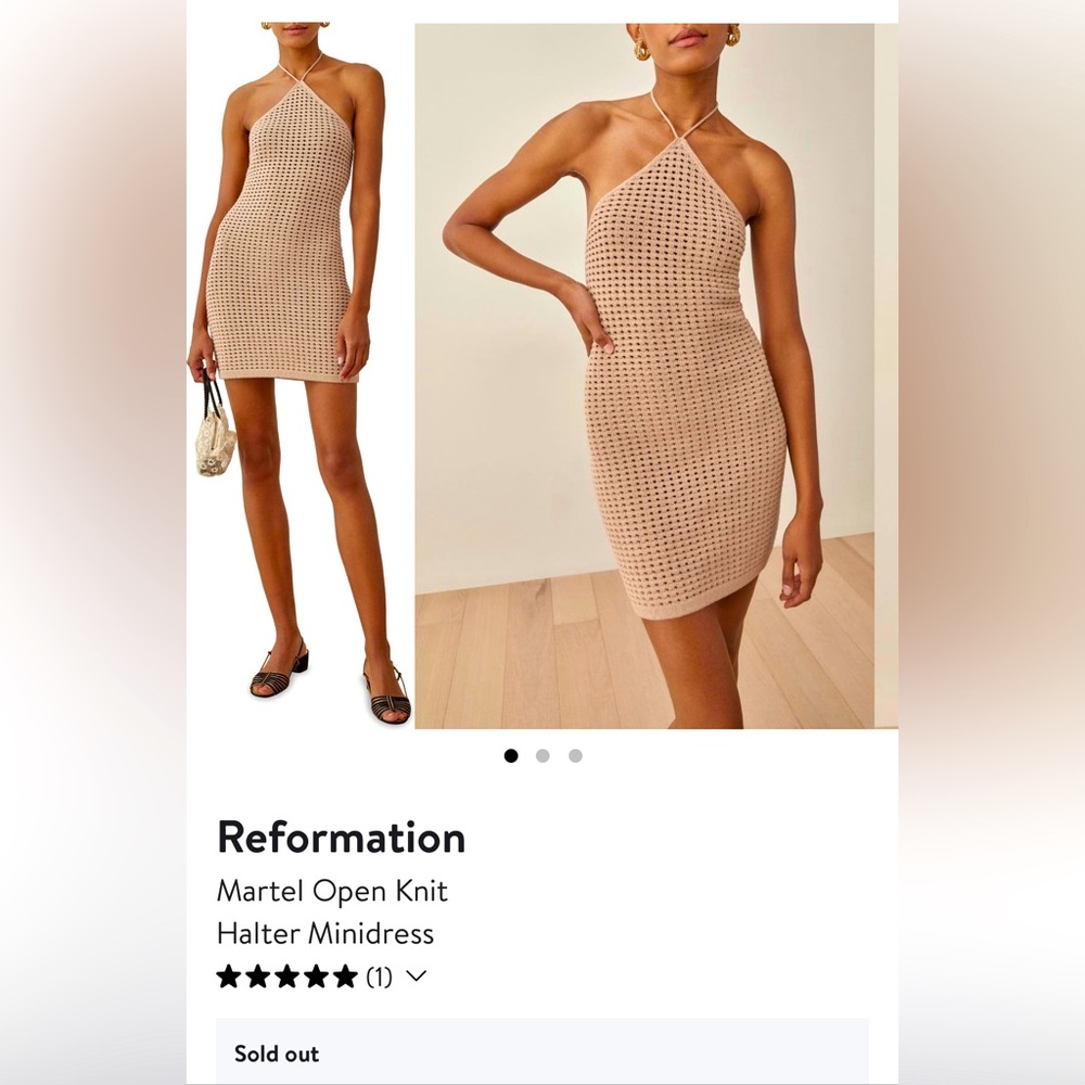 NWOT - REFORMATION Martel Open Knit Halter Dress